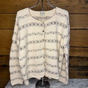 Reba Rose Vintage Cotton Cardigan Sweater Size XL